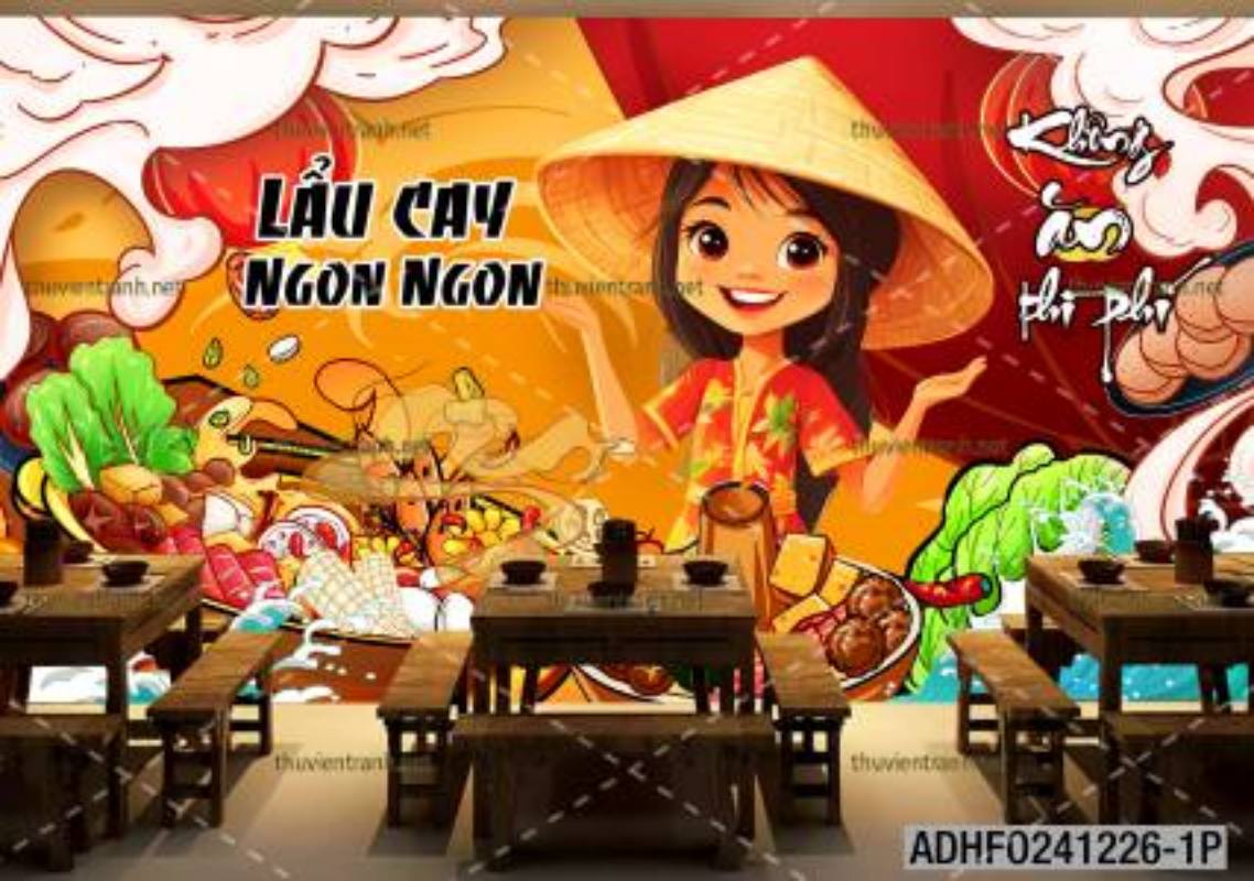  Tranh dán tường quán lẩu nướng, tranh dán tường quán lẩu, nứng BBQ - Tranh tường chất lượng cao