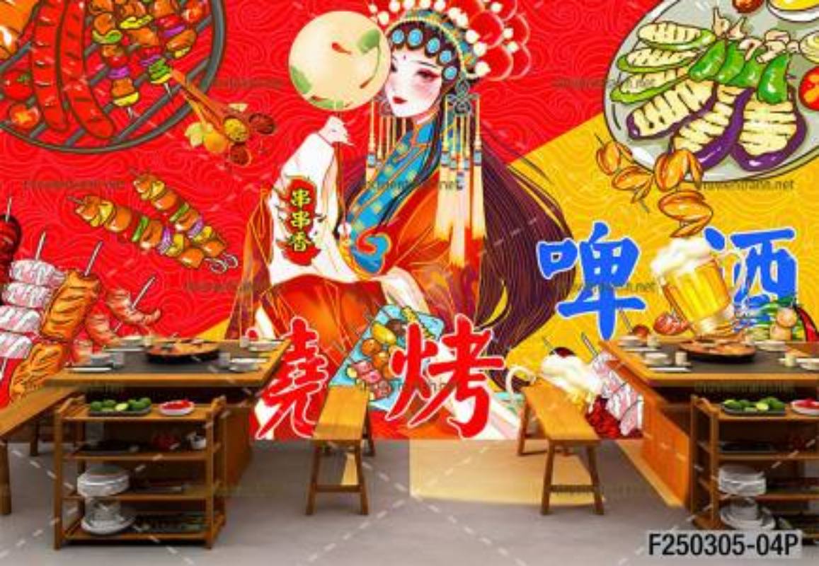  Tranh dán tường quán lẩu nướng, tranh dán tường quán lẩu, nứng BBQ - Tranh tường chất lượng cao