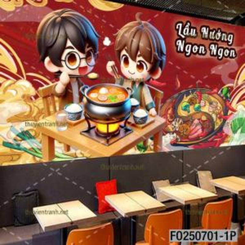  Tranh dán tường quán lẩu nướng, tranh dán tường quán lẩu, nứng BBQ - Tranh tường chất lượng cao