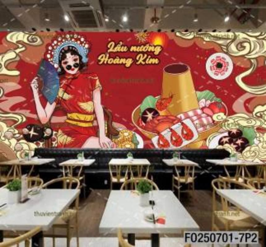 Tranh dán tường quán lẩu nướng, tranh dán tường quán lẩu, nứng BBQ - Tranh tường chất lượng cao