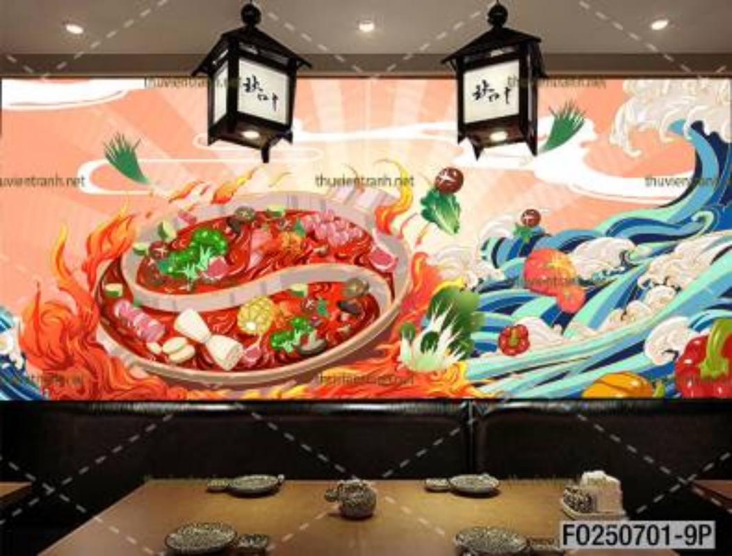  Tranh dán tường quán lẩu nướng, tranh dán tường quán lẩu, nứng BBQ - Tranh tường chất lượng cao