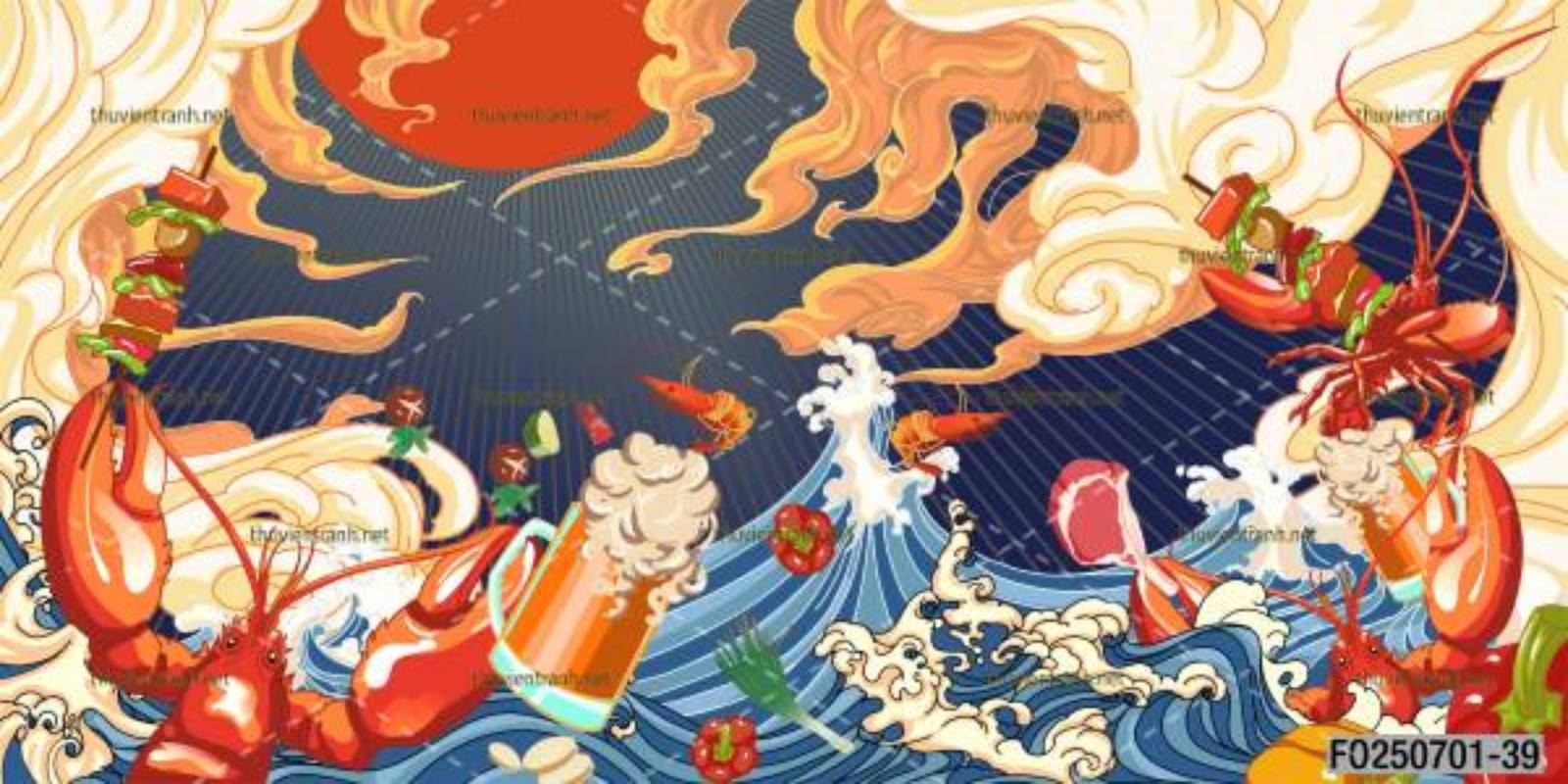 Tranh dán tường quán lẩu nướng, tranh dán tường quán lẩu, nứng BBQ - Tranh tường chất lượng cao