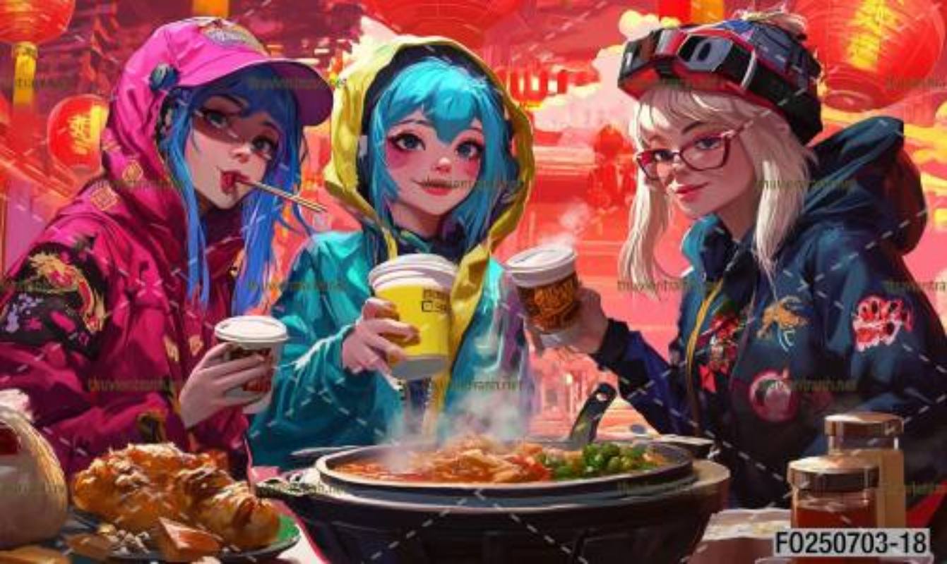 Tranh dán tường quán lẩu nướng, tranh dán tường quán lẩu, nứng BBQ - Tranh tường chất lượng cao