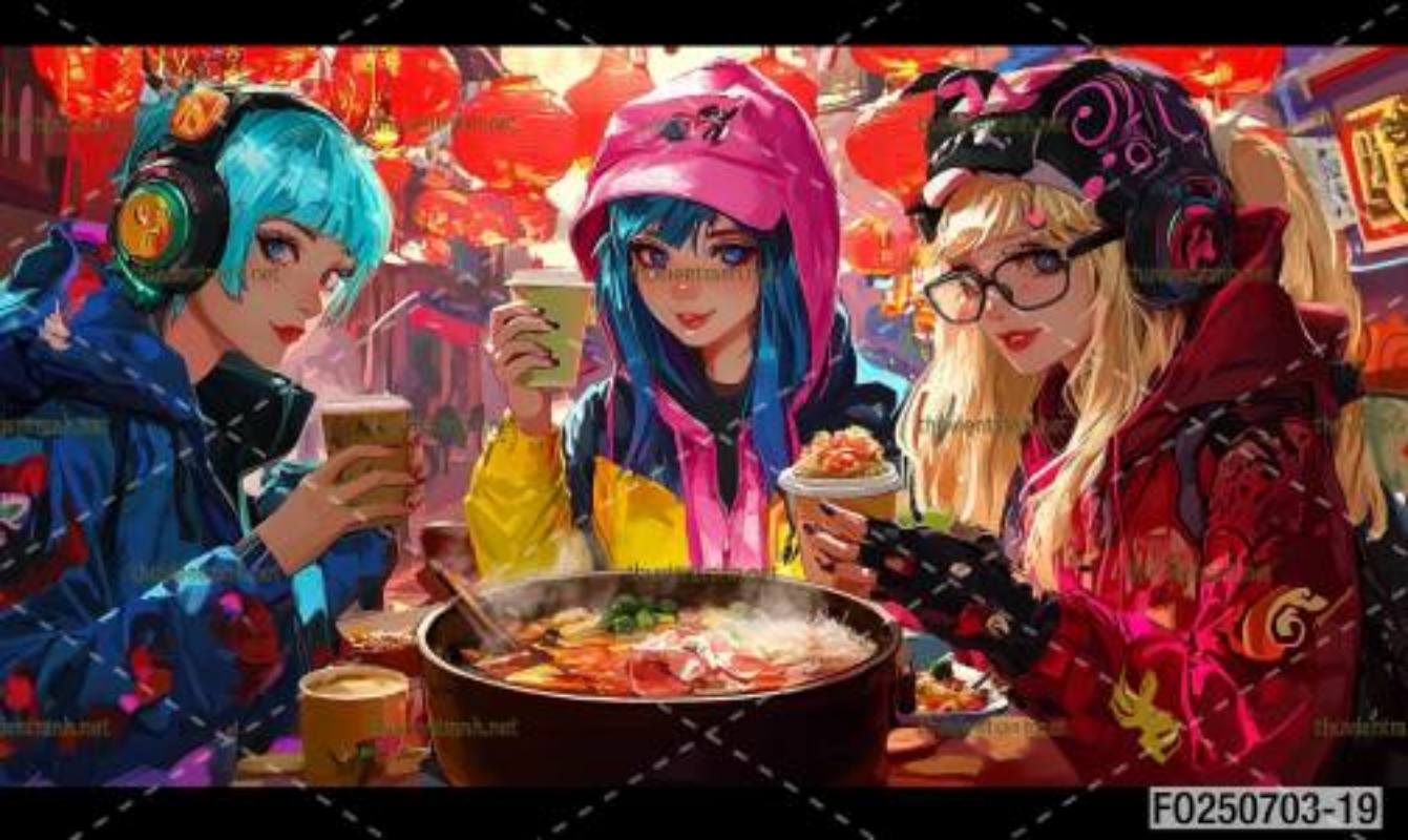 Tranh dán tường quán lẩu nướng, tranh dán tường quán lẩu, nứng BBQ - Tranh tường chất lượng cao