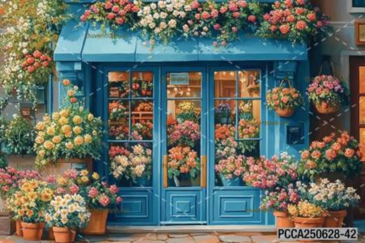 Tranh dán tường con phố xinh đẹp  châu Âu, Quán cà phê Châu Âu - Tranh tường chất lượng cao