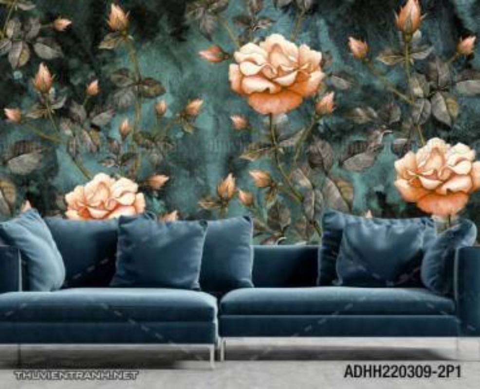Tranh dán tường hoa , tranh dán tường hoa hồng - Tranh tường chất lượng cao