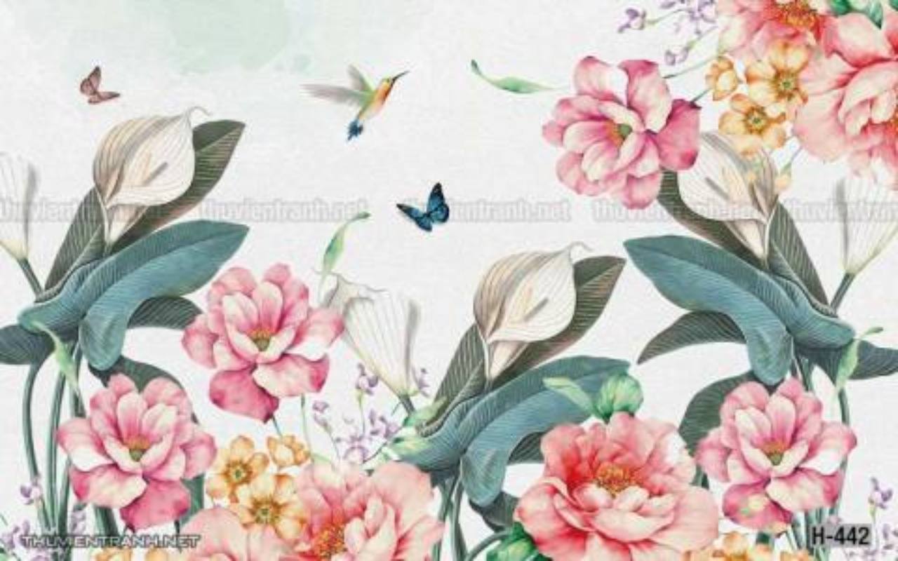 Tranh dán tường hoa , tranh dán tường hoa hồng - Tranh tường chất lượng cao