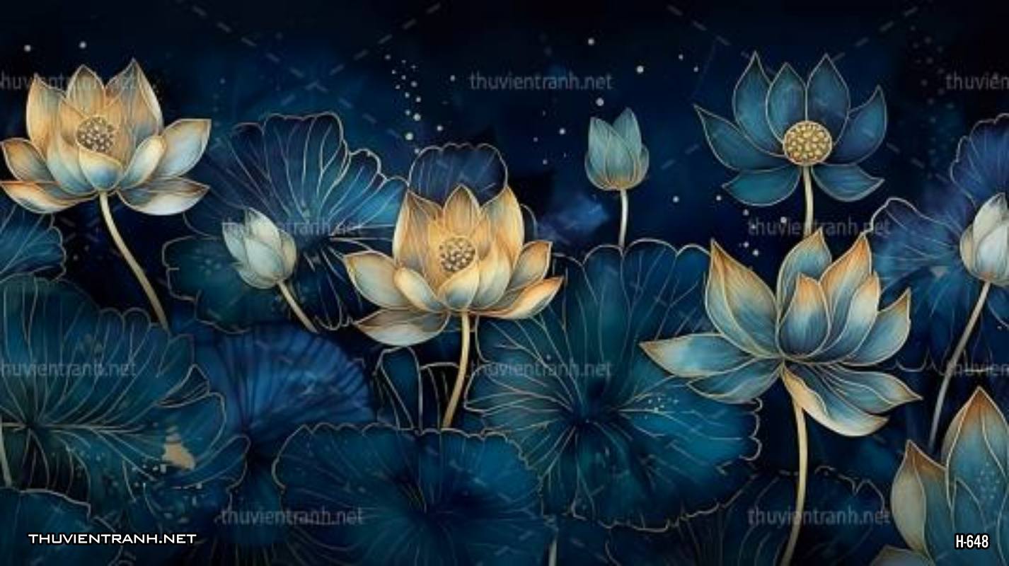 Tranh dán tường hoa tối màu - Tranh tường chất lượng cao