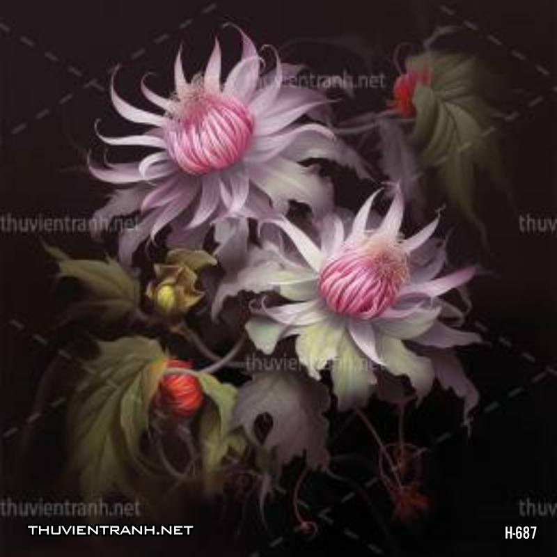 Tranh dán tường hoa xương rồng, hoa quỳnh - Tranh tường chất lượng cao
