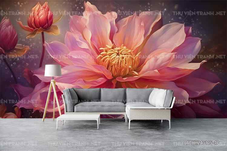  Tranh dán tường hoa nghệ thuật, hoa cổ điển - Tranh tường chất lượng cao