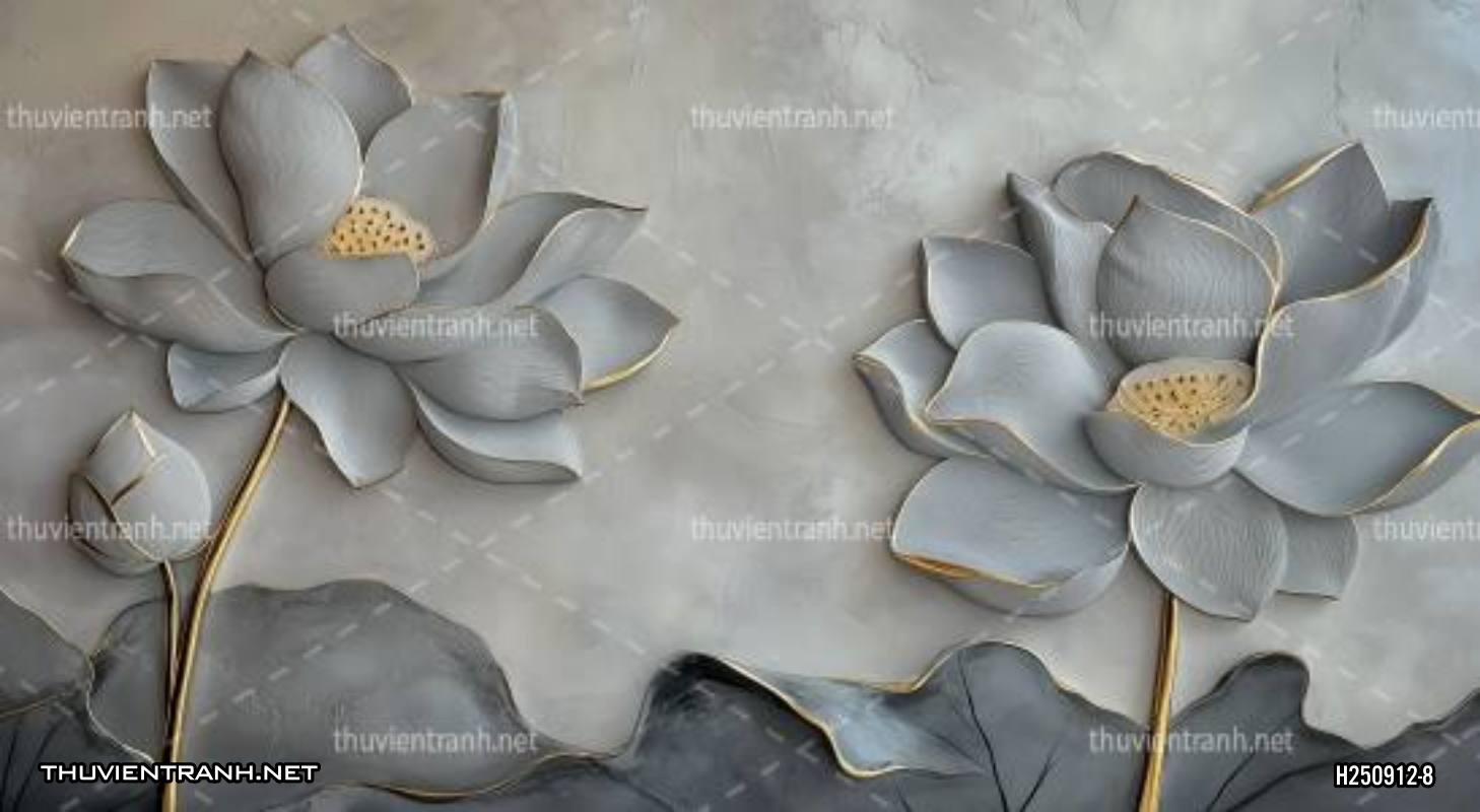 Tranh dán tường hoa đắp nổi, hoa 3D, tông màu ghi xám - Kết quả tìm kiếm tranh tường