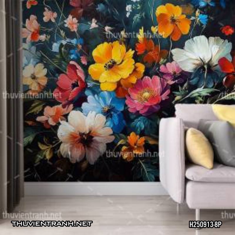  Tranh dán tường hoa nghệ thuật nhiều màu sắc, tranh hoa vẽ sơn dầu - Kết quả tìm kiếm tranh tường
