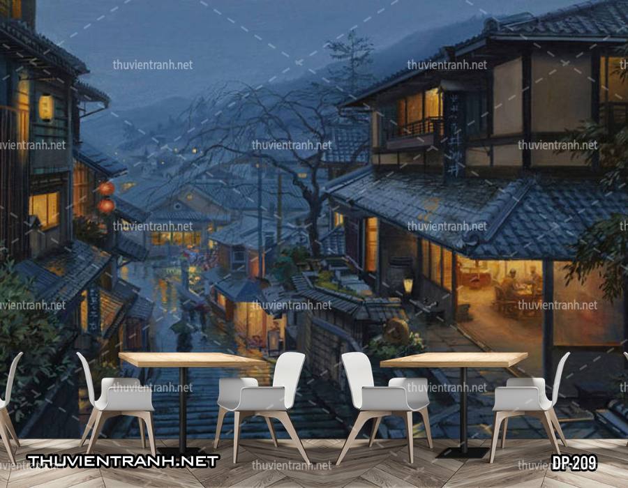 Tranh dán tường 3D đường phố Châu Âu - Tranh tường chất lượng cao