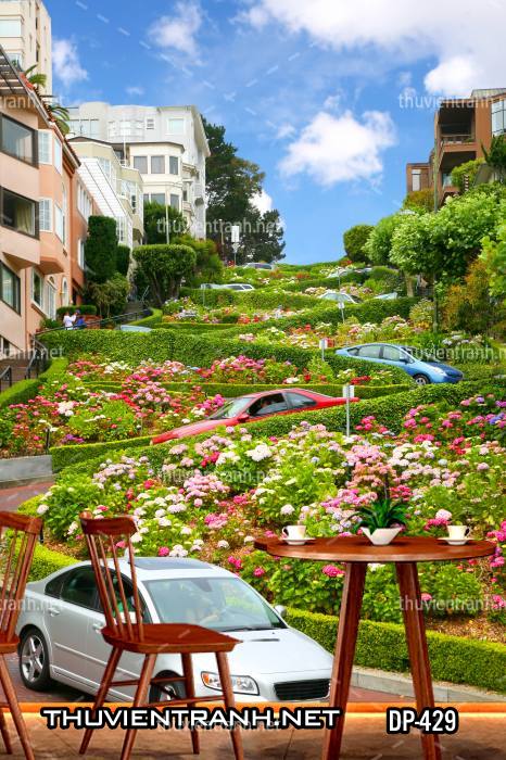 Tranh dán tường 3D đường phố Châu Âu - Tranh tường chất lượng cao