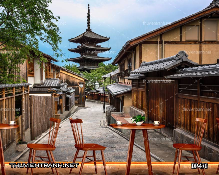 Tranh dán tường 3D đường phố Châu Âu - Tranh tường chất lượng cao