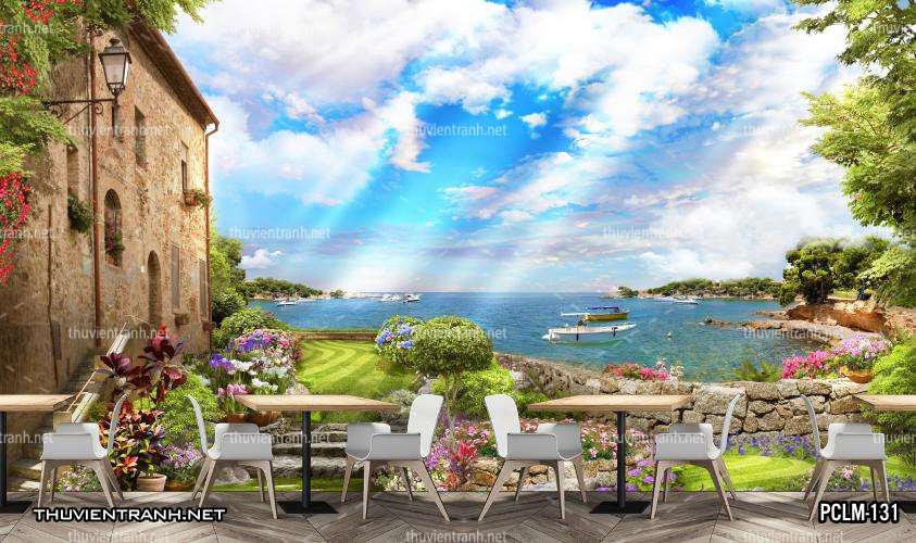Tranh Phong Cảnh nước Ý, Tranh phong cảnh 3D, Phong cảnh Địa Trung Hải - Tranh tường chất lượng cao