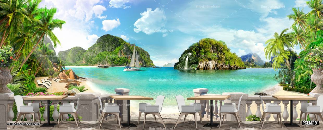 Tranh Phong Cảnh thành phố ven biển Địa Trung Hải - Tranh tường chất lượng cao