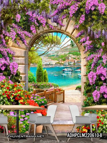 Tranh Phong Cảnh thành phố ven biển Địa Trung Hải - Tranh tường chất lượng cao