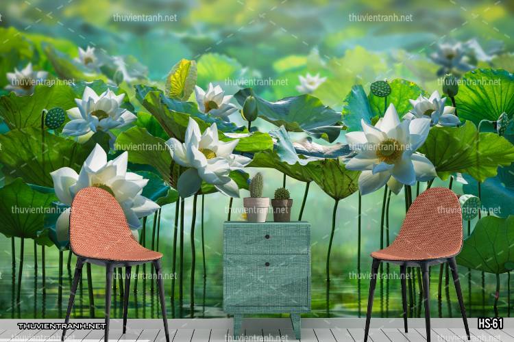  Tranh dán tường Hoa Sen - Tranh tường chất lượng cao