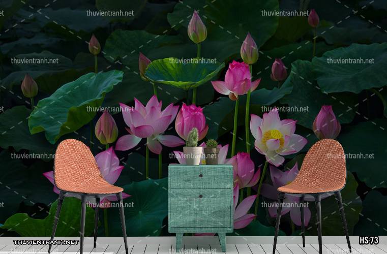  Tranh dán tường Hoa Sen - Tranh tường chất lượng cao