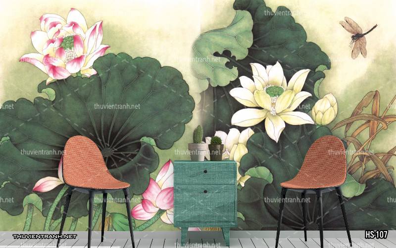  Tranh dán tường Hoa Sen - Tranh tường chất lượng cao