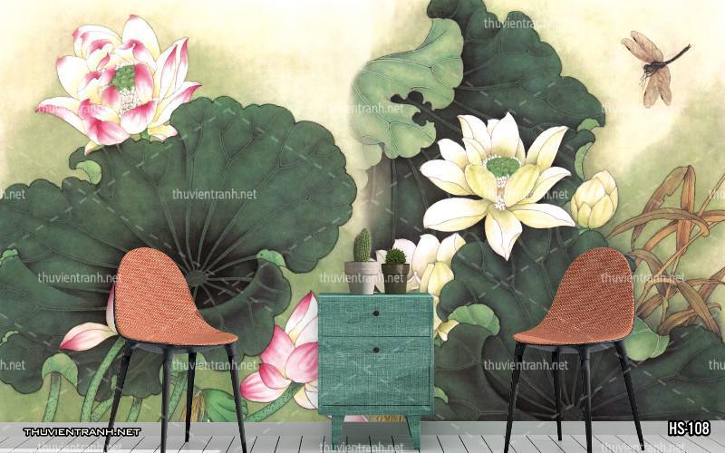  Tranh dán tường Hoa Sen - Tranh tường chất lượng cao