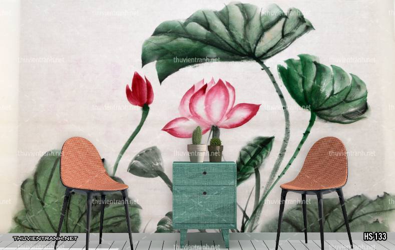  Tranh dán tường Hoa Sen - Tranh tường chất lượng cao