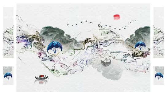 Tranh 3D nền tường phào chỉ và họa tiết trang trí thiên nhiên - Kết quả tìm kiếm tranh tường