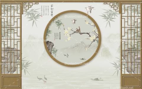 Tranh 3D nền tường phào chỉ và họa tiết trang trí thiên nhiên - Kết quả tìm kiếm tranh tường