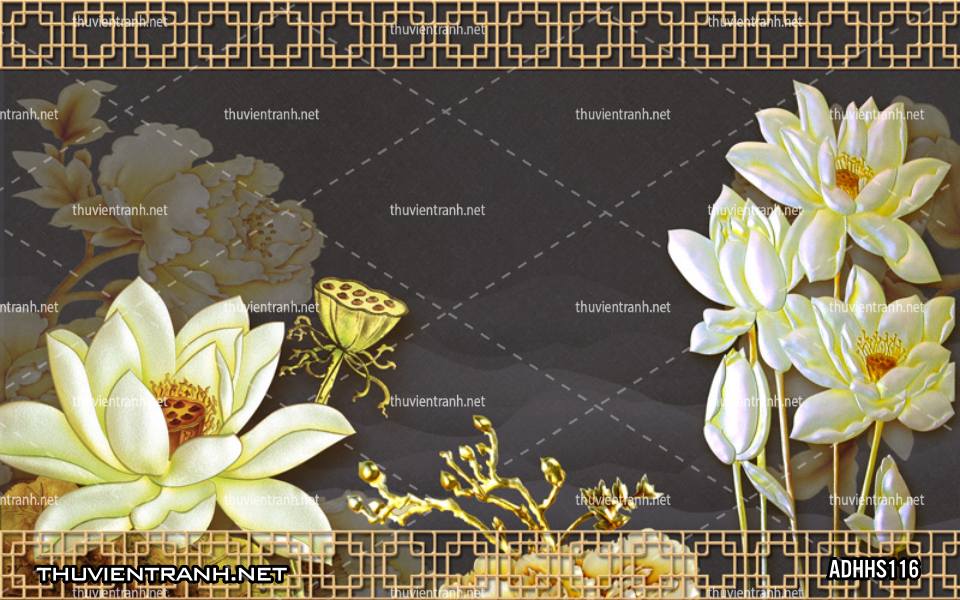Tranh dán tường Hoa Sen 3D - Tranh tường chất lượng cao