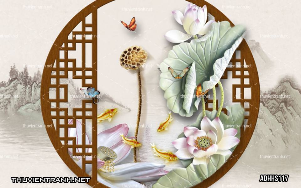 Tranh dán tường Hoa Sen 3D - Tranh tường chất lượng cao
