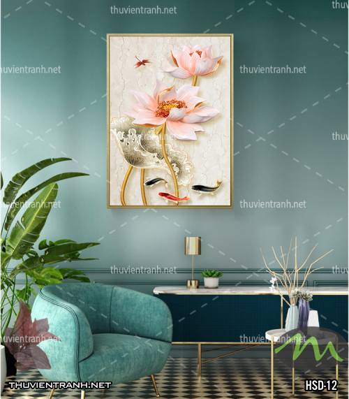  Tranh dán tường Hoa Sen Khổ Đứng - Tranh tường chất lượng cao