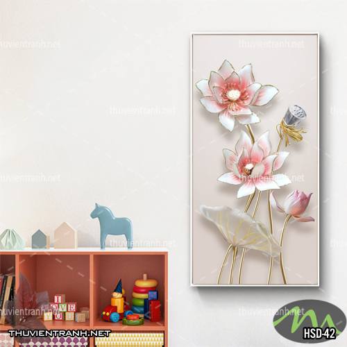  Tranh dán tường Hoa Sen Khổ Đứng - Tranh tường chất lượng cao