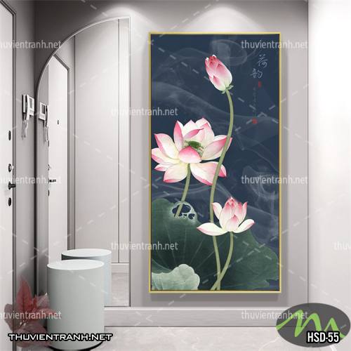  Tranh dán tường Hoa Sen Khổ Đứng - Tranh tường chất lượng cao