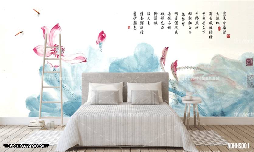 Tranh dán tường Hoa Sen thủy mặc - Kết quả tìm kiếm tranh tường