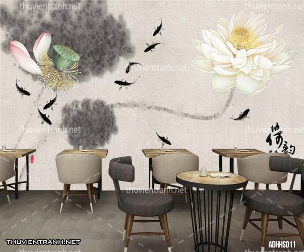 Tranh dán tường Hoa Sen thủy mặc - Kết quả tìm kiếm tranh tường