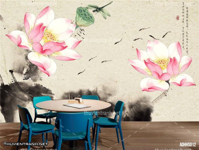 Tranh dán tường Hoa Sen thủy mặc - Kết quả tìm kiếm tranh tường
