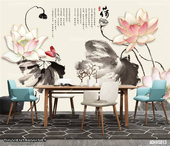 Tranh dán tường Hoa Sen thủy mặc - Kết quả tìm kiếm tranh tường