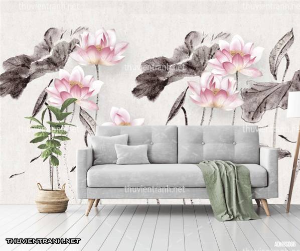 Tranh dán tường Hoa Sen thủy mặc - Tranh tường liên quan