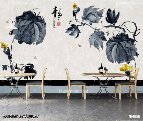 Tranh dán tường Hoa Sen thủy mặc - Tranh tường liên quan