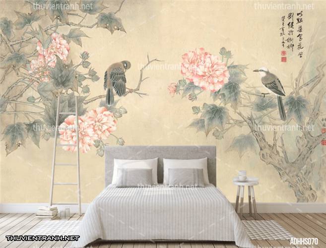Tranh dán tường Hoa Sen thủy mặc - Tranh tường liên quan