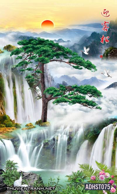 Tranh thác nước khổ dọc, tranh thác nước size đứng - Tranh tường chất lượng cao