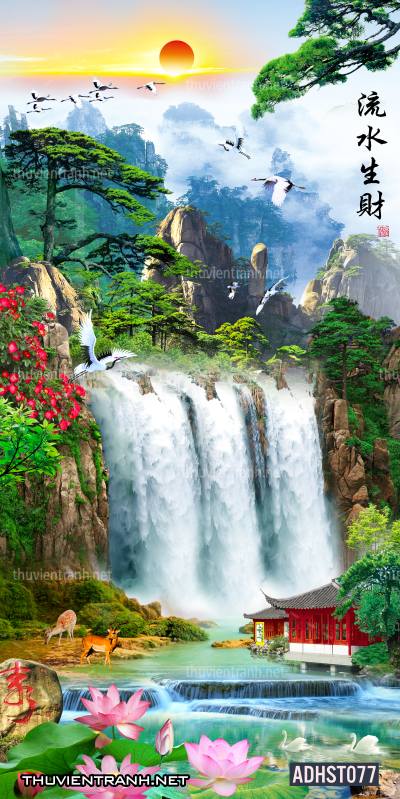 Tranh thác nước khổ dọc, tranh thác nước size đứng - Tranh tường chất lượng cao