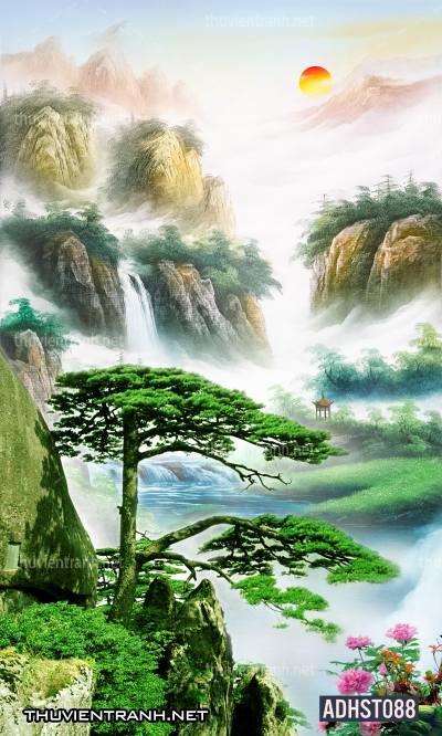 Tranh thác nước khổ dọc, tranh thác nước size đứng - Tranh tường chất lượng cao