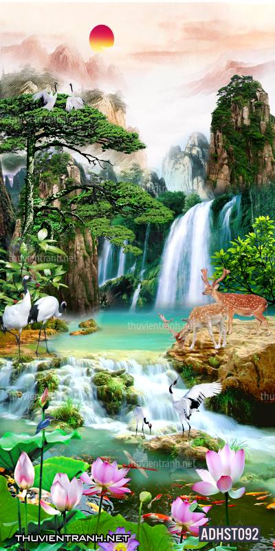 Tranh thác nước khổ dọc, tranh thác nước size đứng - Tranh tường chất lượng cao