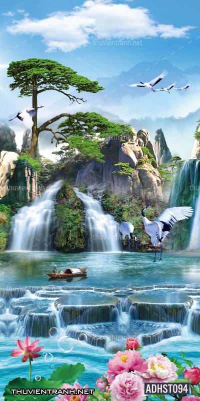 Tranh thác nước khổ dọc, tranh thác nước size đứng - Tranh tường chất lượng cao