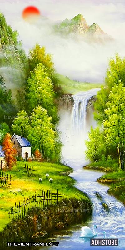 Tranh thác nước khổ dọc, tranh thác nước size đứng - Tranh tường chất lượng cao