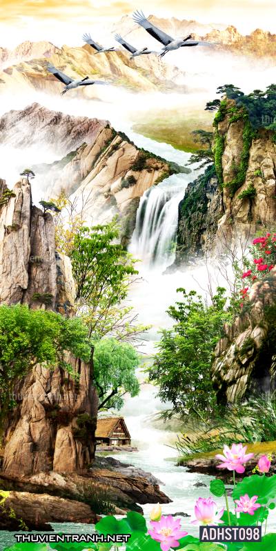 Tranh thác nước khổ dọc, tranh thác nước size đứng - Tranh tường chất lượng cao