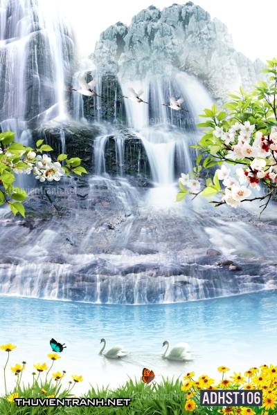Tranh thác nước khổ dọc, tranh thác nước size đứng - Tranh tường chất lượng cao