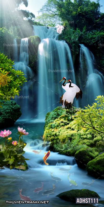 Tranh thác nước, thác nước đứng, thiên nhiên, waterfall, tranh dán tường thác nước, tranh 3D, tranh phong cảnh 3D - Tranh tường chất lượng cao